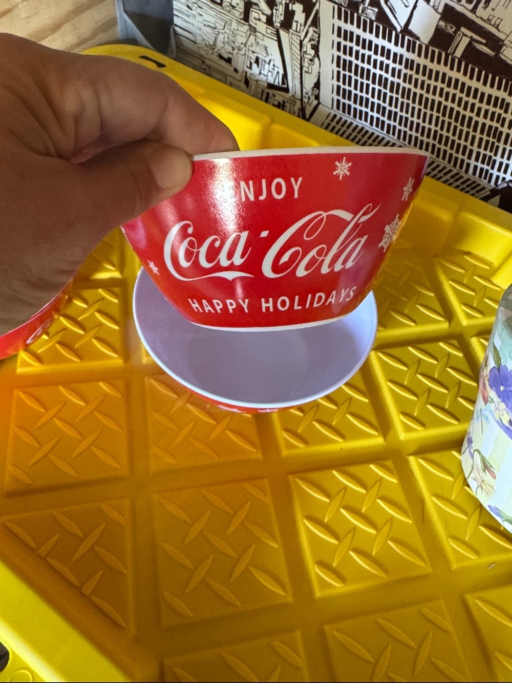 Coca Cola Red "Happy Holidays" plastic collectible Snack Bowls (2)